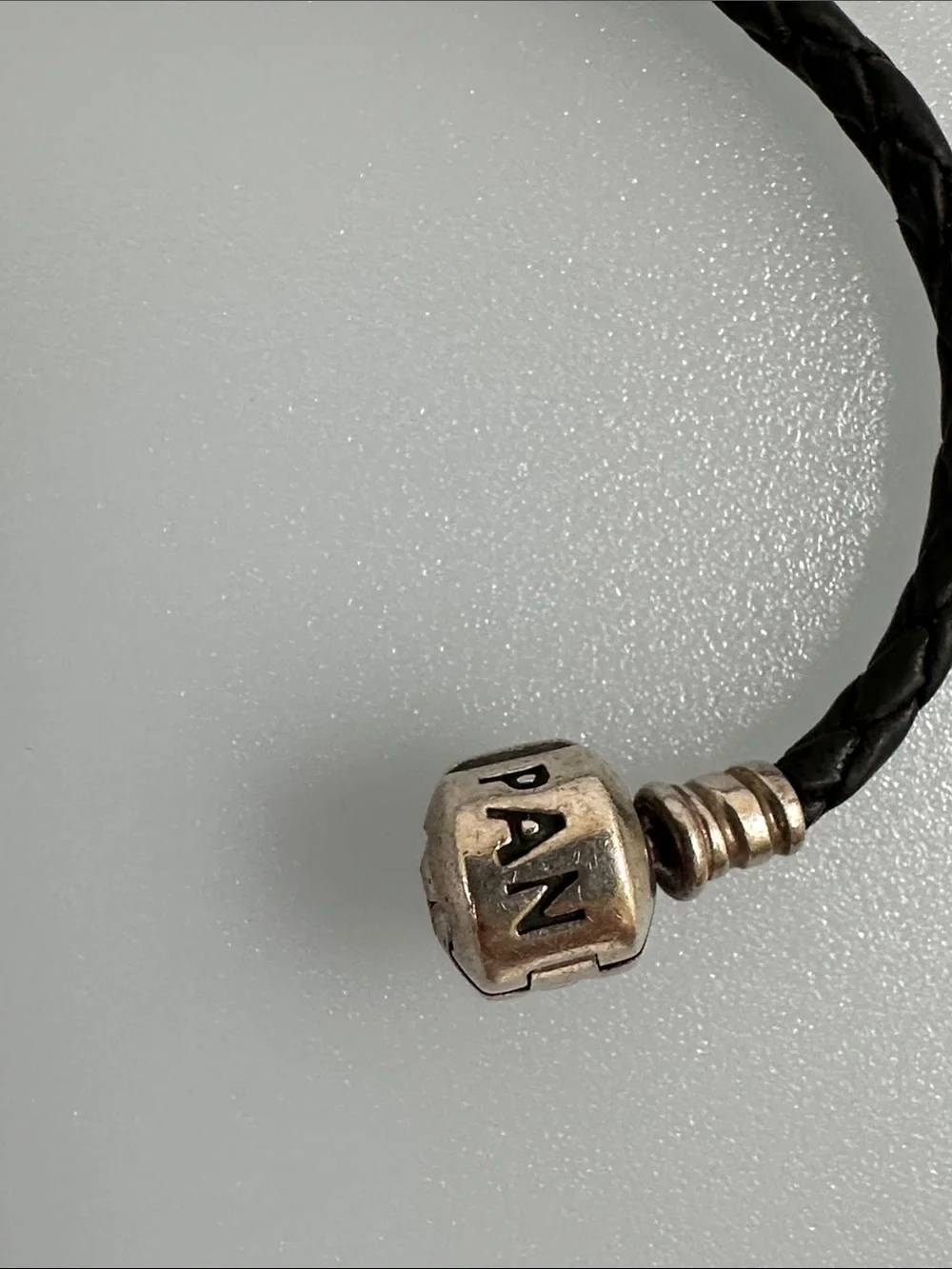 Pandora Black Braided Leather Bracelet with Silver Bead